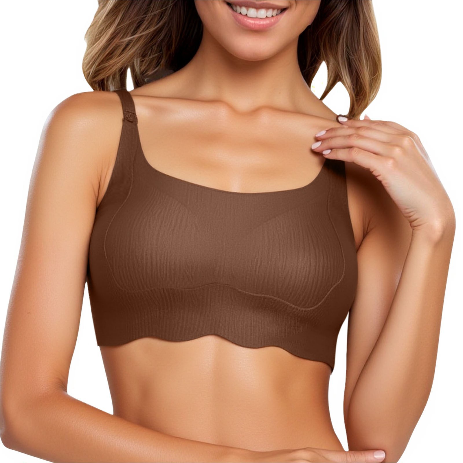 thumbnail image 1 of Sujetador fino sin costuras para mujer: sin costuras, sujeción suave, pecho grande, copa semi-fija, sin aros, transpirable, espalda lisa. Tallas 75C/75D disponibles., 1 of 3